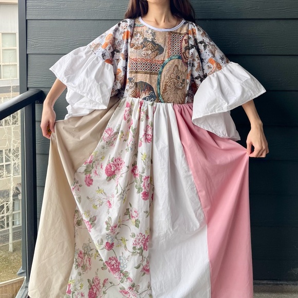 Cats “Moonlit Meow” Handmade Quilted Jasmine Dress | SKU 11165 - Picture 2 of 16